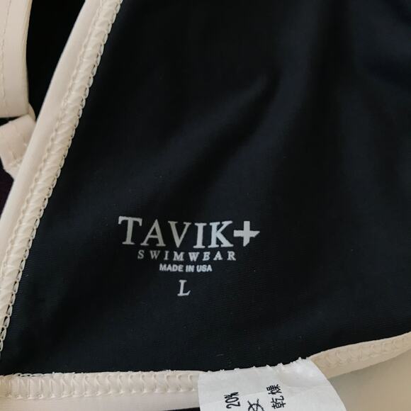 New Tavik Jett Colorblock Triangle Bikini Top Black and Cream Women's Size L - Picture 9 of 11